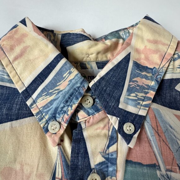 Reyn Spooner Mens XL Sailboat Reverse Print Shirt Hawaiian Short Sleeve Button - Picture 5 of 8